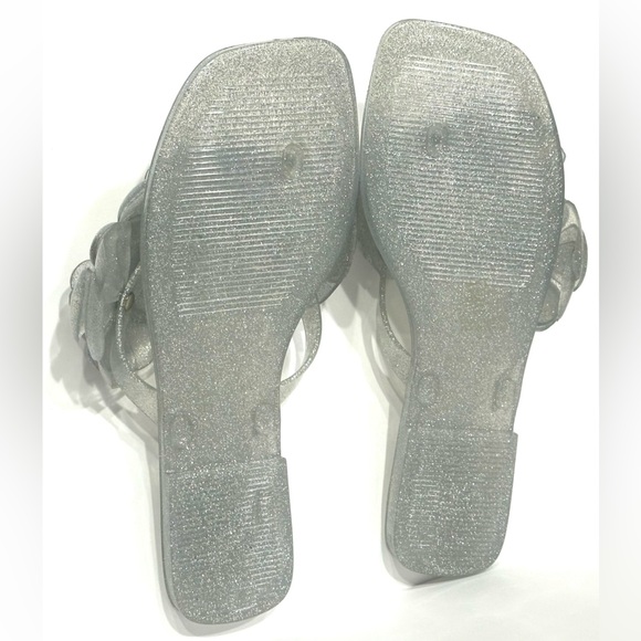 Jeffrey Campbell Fleuris Jelly Flip Flop Thong Sandals Size 8 Silver Glitter New - Picture 4 of 11